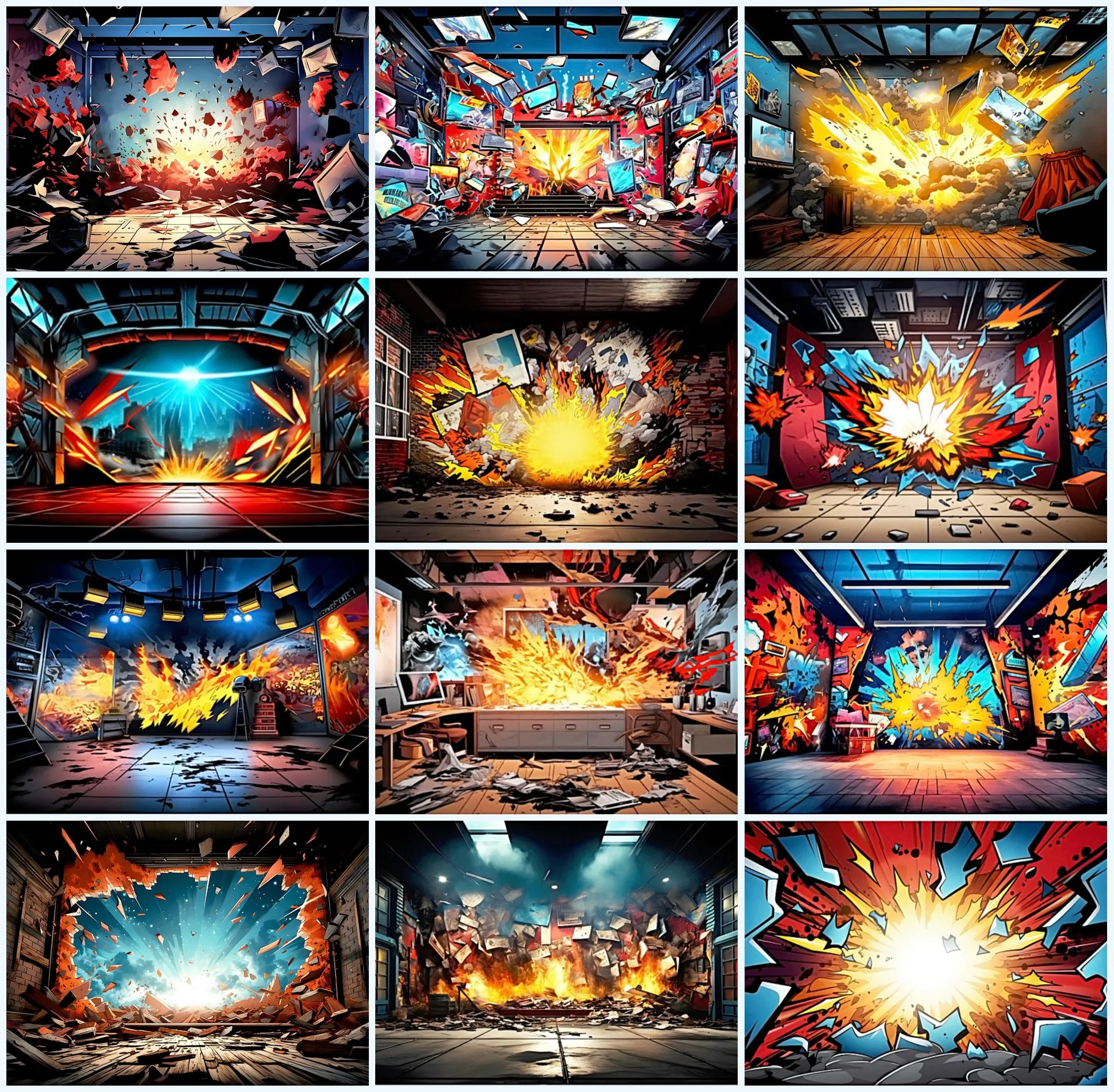 Mehofond Superhero Comic Backgrounds Fighting Scenes Explosions Boy Birthday Party Decor Backdrop Photo Studio Photozone Props