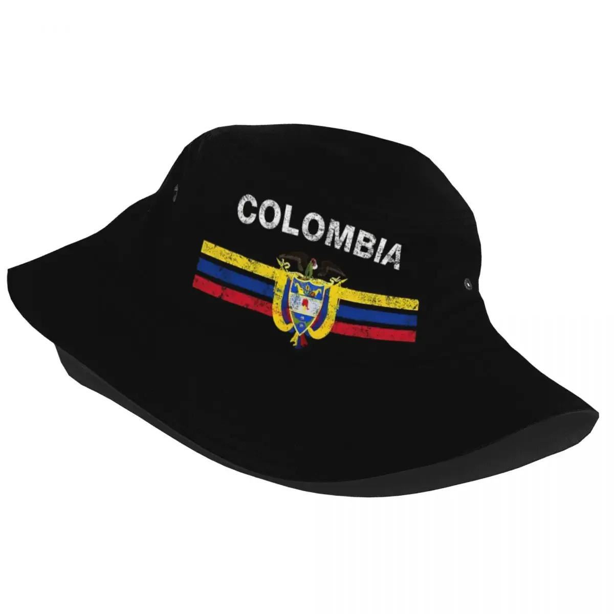 Colombian Flag Emblem Bucket Hats for Women Men Vocation Colombia Flag Floppy Hat Trendy for Vacation Fisherman Hat Boonie Hat