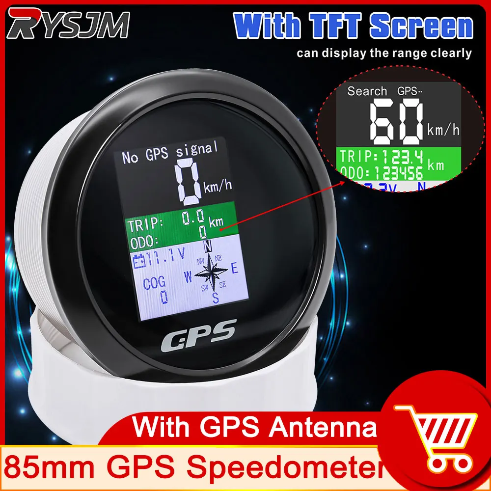 

Цифровой GPS-спидометр 85 мм MPH с узлами км/ч TFT-экран с GPS-антенной для лодки, автомобиля, мотоцикла, одометра