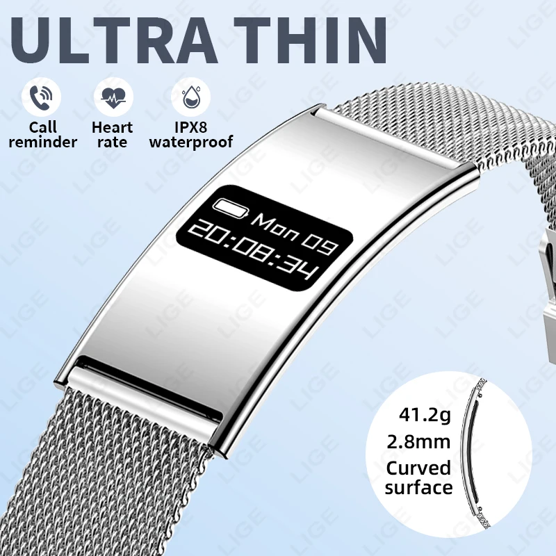 

Ультратонкий умный браслет LIGE, спортивный фитнес-трекер, шагомер, монитор сердечного ритма здоровья, браслет, напоминание о вызове, умные часы