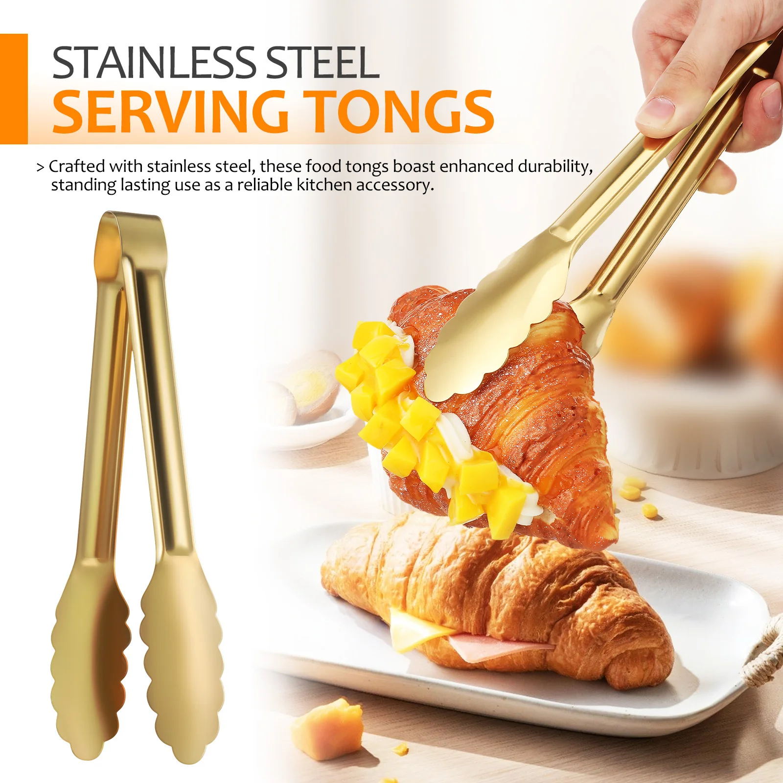 

4pcs Stainless Steel Salad Tongs Enhanced Grip Fine Craftsmanship For Grilling Cooking Serving Buffet Party Food Tongs Kitchen