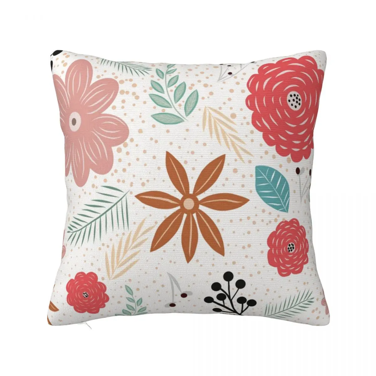 ネイチャーフローラフリーハンド枕カバー、室内装飾枕カバー、背景、ソフトポリエステルクッションカバー、45x45cm