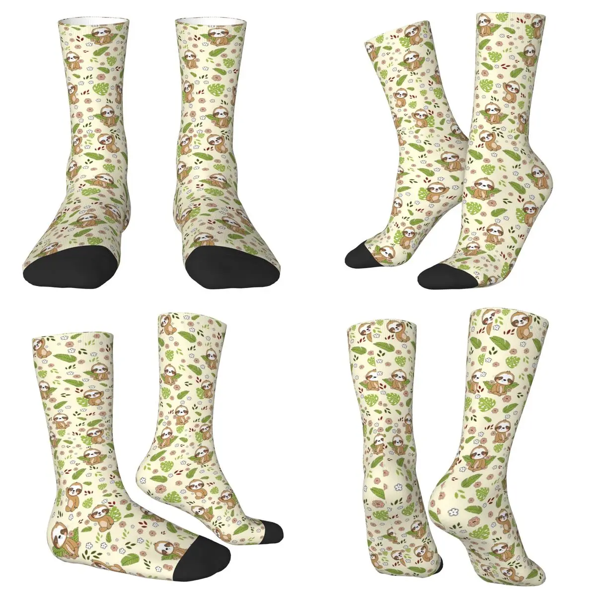 All Seasons Crew Stockings Adorable Sloth Cartoon Pattern Socks Casual Long Socks for Men Women Valentine's Day Gifts