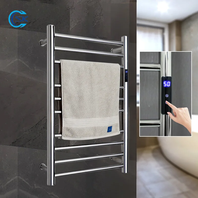 Bathroom Temperature Control Electric Heating Towel Rail Stainless Steel Towel Warmer Hidden Exposed Wires Electric Towel Rack