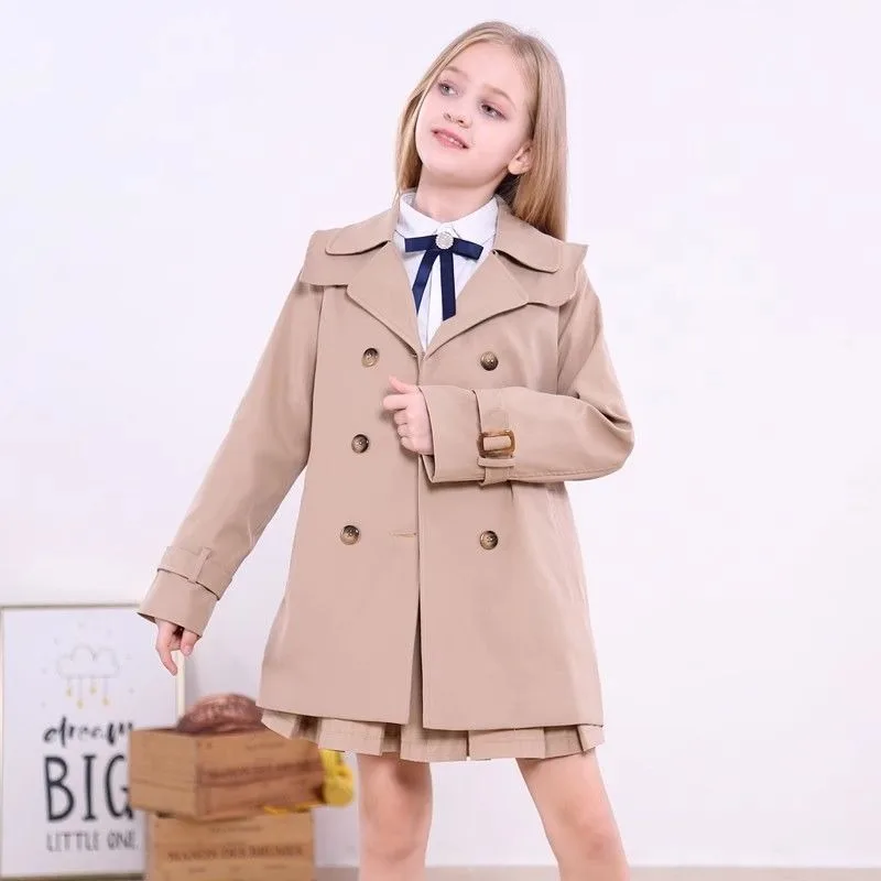 

Новинка 2023 года, стеганый плащ с хлопковой подкладкой для девочек в корейском стиле, весенне-осеннее детское пальто средней длины, теплое модное уличное пальто