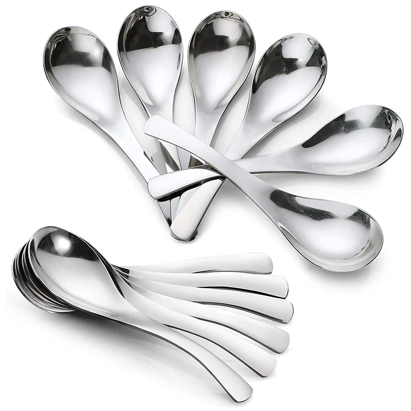 Soup Spoons Set,Stainless Steel Table Spoon,Thick Heavy-Weight Dinner Spoon With Modern Look,Set Of 12,Dishwasher Safe