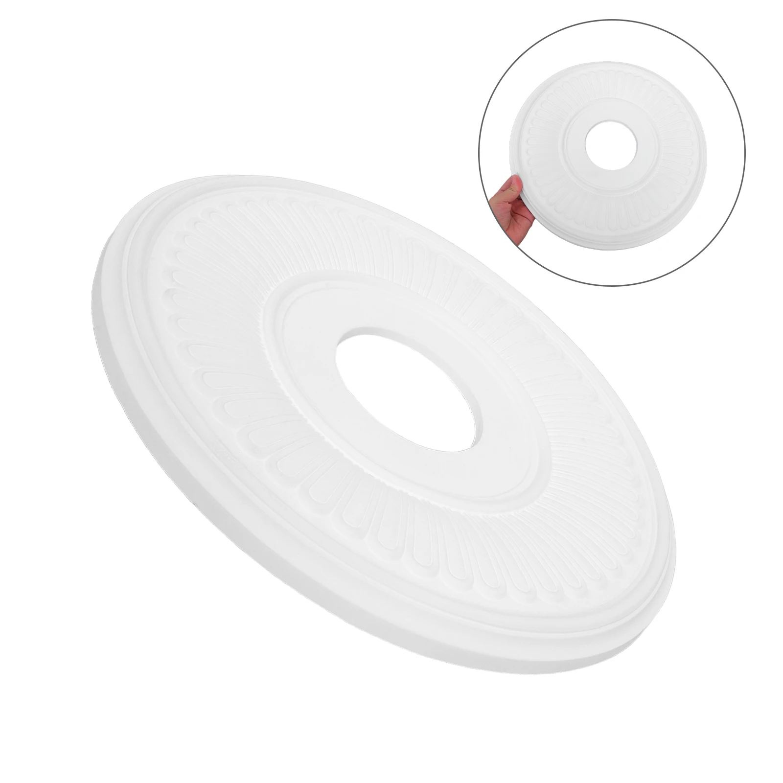 

Retro PU Ceiling Medallion Decorative Plate for Light Fixtures Ceiling Fan Cover Living Room Bedroom Study Dining Room Decor