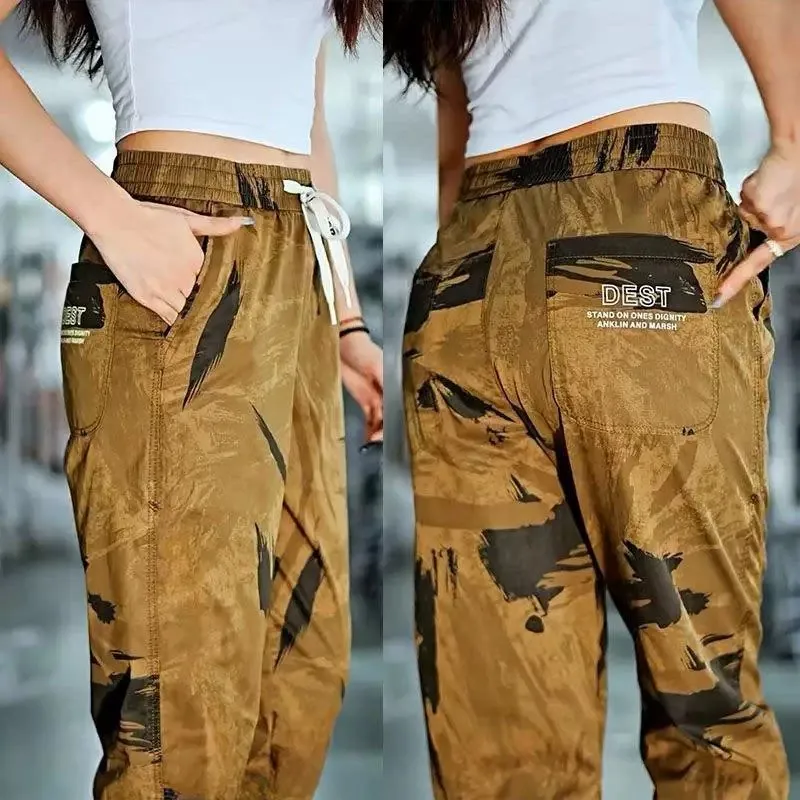 American Retro Camouflage Work Pants Men's Loose Casual Trousers for Autumn Winter Wear While Working Trendy Brand Elastic Waist