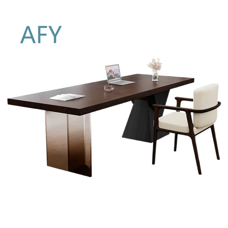 Minimalist Desk with Socket for Modern Home Office Study Light Luxury Acrylic Writing Desk for Small Space Compact