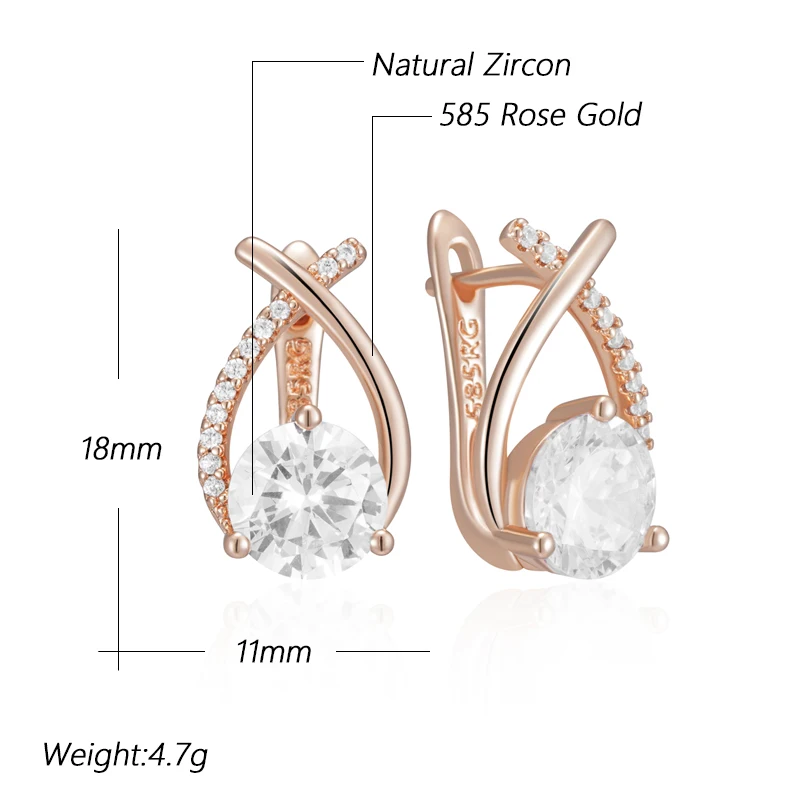 Kinel Hot 585 Rose Gold Color Bride Wedding Drop Earrings Fashion Natural Zircon Accessories High Quality Women Daily Jewelry