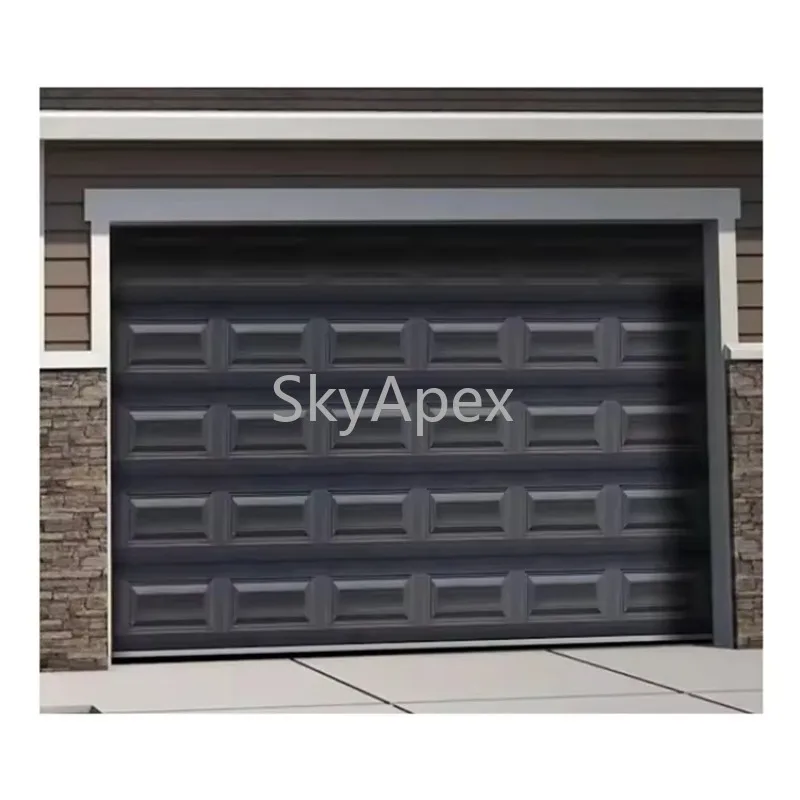 

North American Double Steel Sectional Industrial Two Car Garage Gate And Pedestrian Doors High Quality Durable Weather Resistant