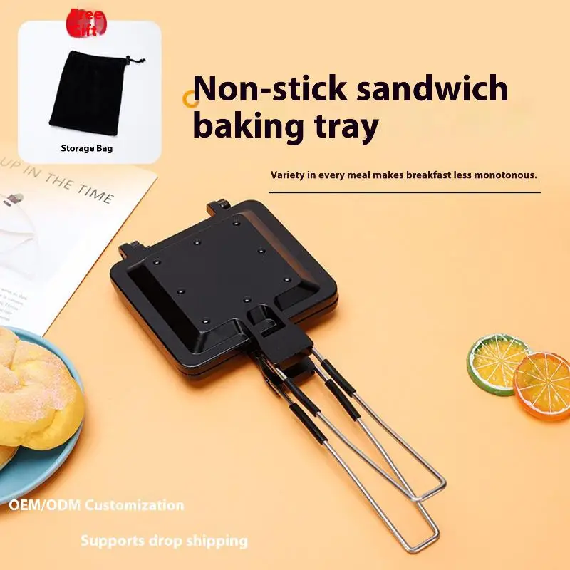 

Foldable Sandwich Grill: Double-Sided Nonstick Pan with Rustproof Coating, Compact for Outdoor & Indoor Use