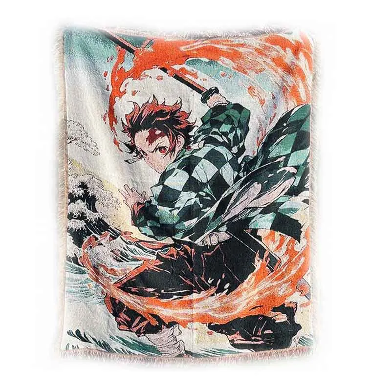 Cartoon Polyester-cotton Tapestry Jacquard Throw Blanket Woven Art Blanket Thickened Thread Sofa Blanket Customization