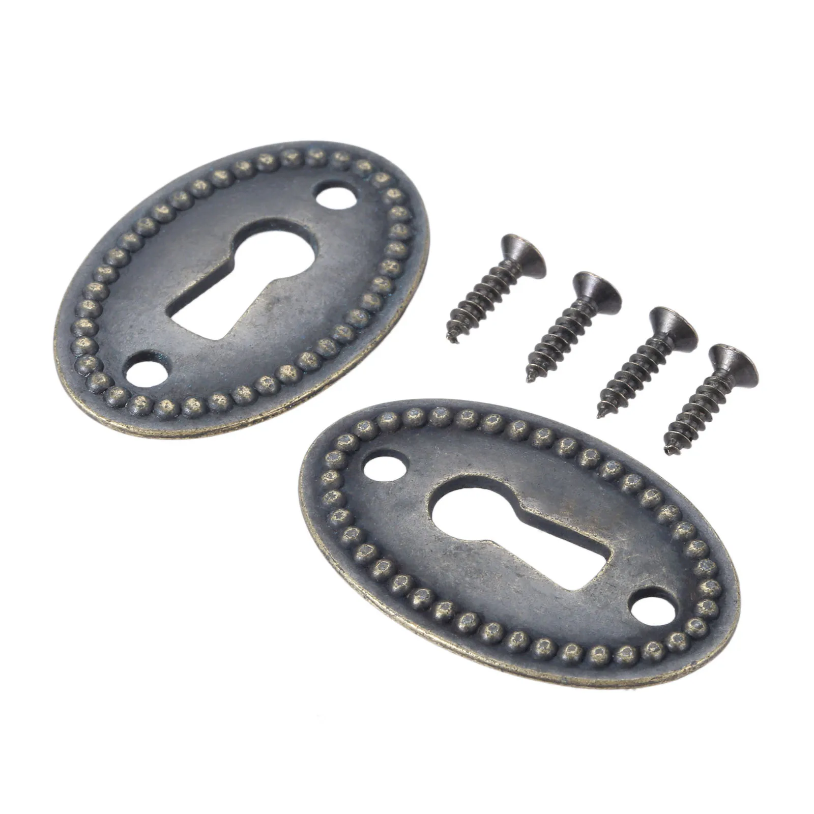 2Pcs Oval Shape Keyhole Cover Antique Bronze Color Keyhole Antique Chinese Style Cabinet Lock Furniture Hardware