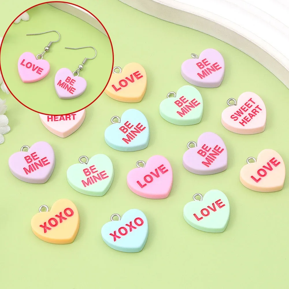 2/4/9 Uds. Colgantes en forma de corazón con letras multicolores, pendientes de collar Diy, accesorios de decoración de regalo de Halloween para el Día de San Valentín