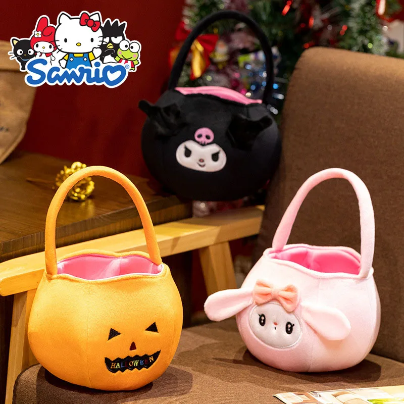 

Sanrio My Melody Hand Bag Cartoon Accessories Fun Portable Halloween Pumpkin Kulomi Large Capacity Bento Bag Gifts in Stock