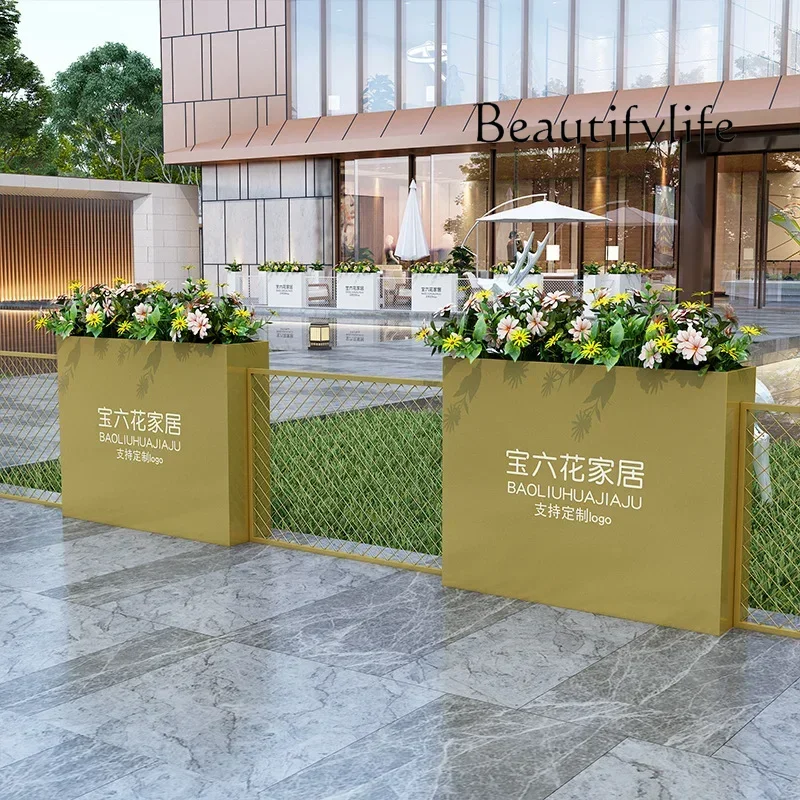 Stainless Steel Flower Box Fence Planter For Garden Shop Street Square Patio Outdoor