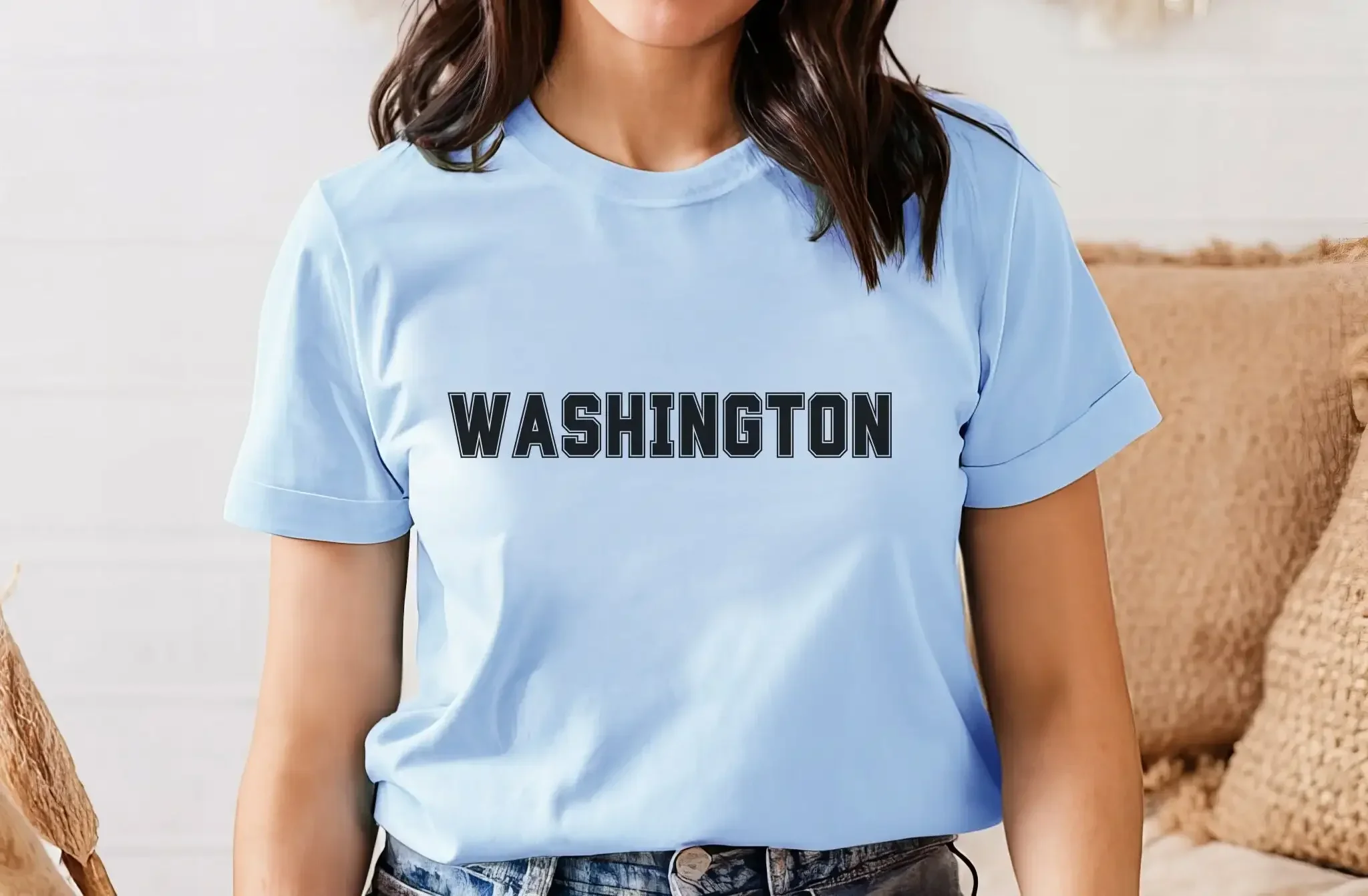 Washington T Shirt D C Cotton Moving Text Apparel City