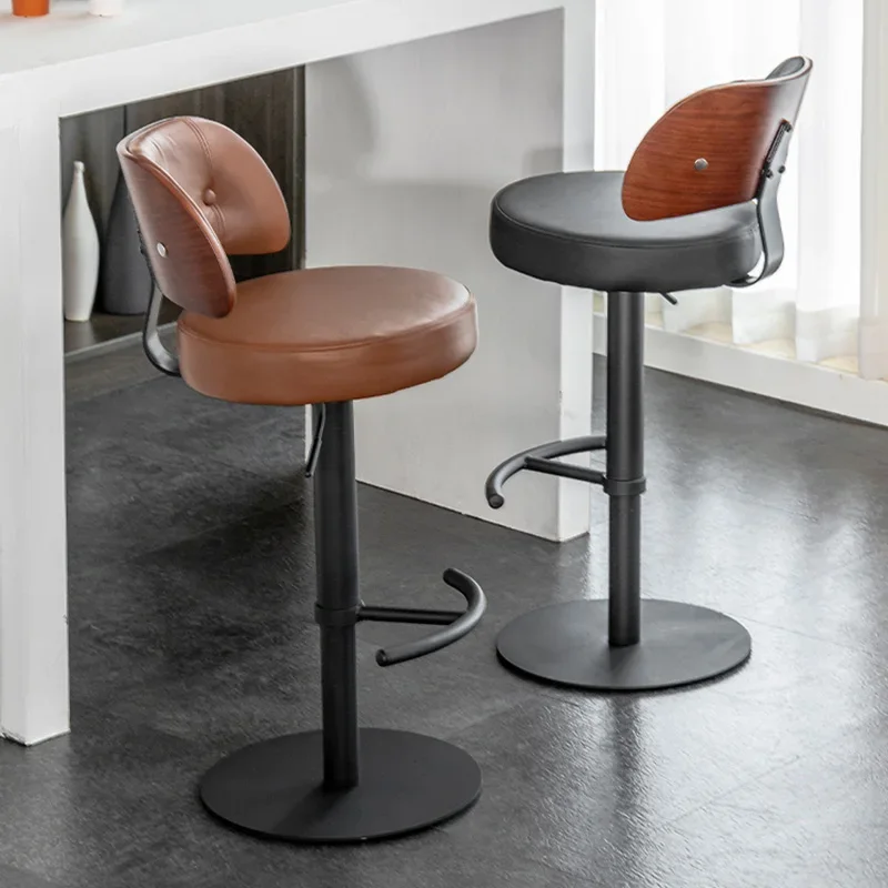 

Bar Chair Lifting And Rotating Modern Minimalist Backrest Luxury Home Stainless Steel High Chair Furniture