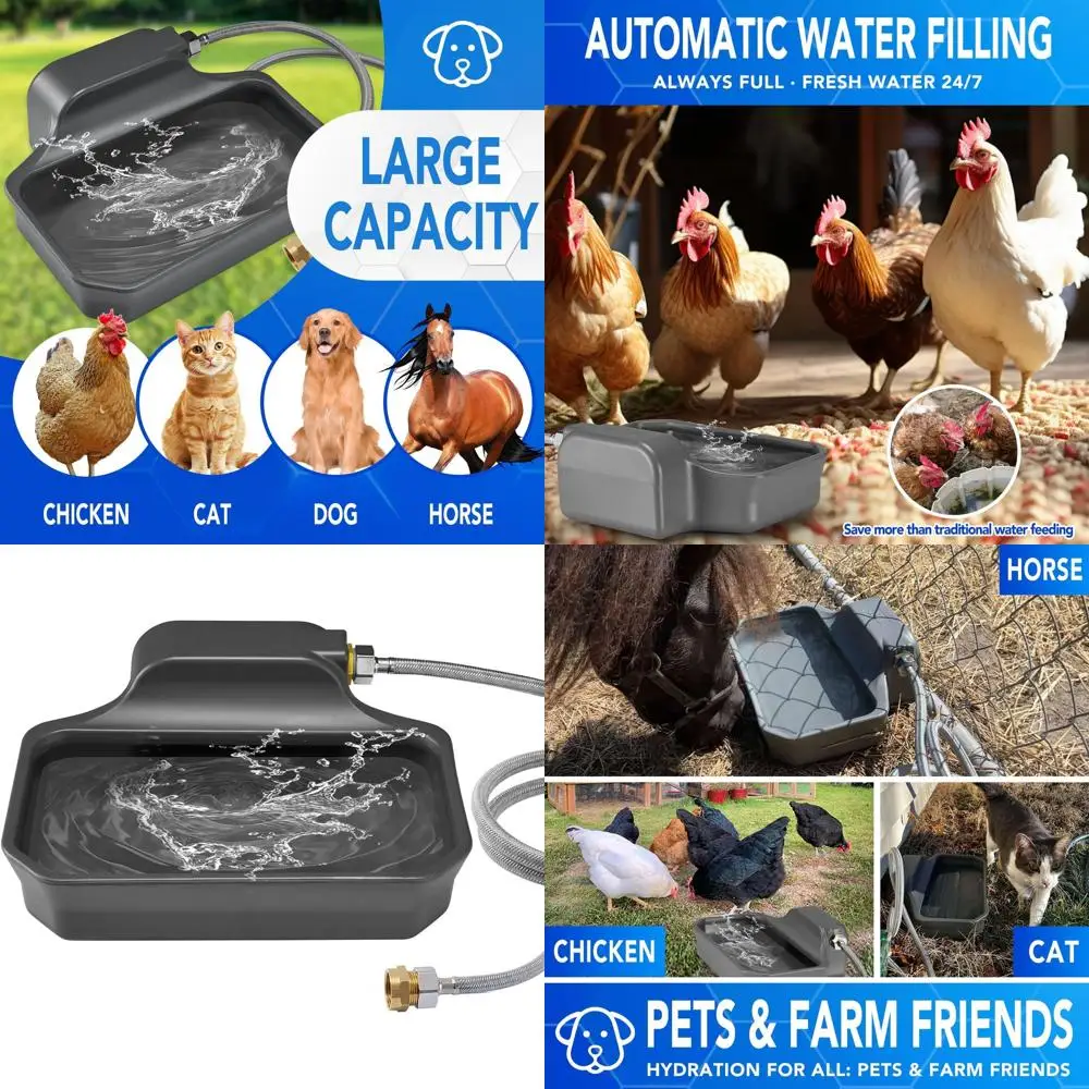 

1 Gallon Outdoor Dog Water Dispenser, Large Bowl for Pets, Easy Install, Ideal for Livestock, Gray