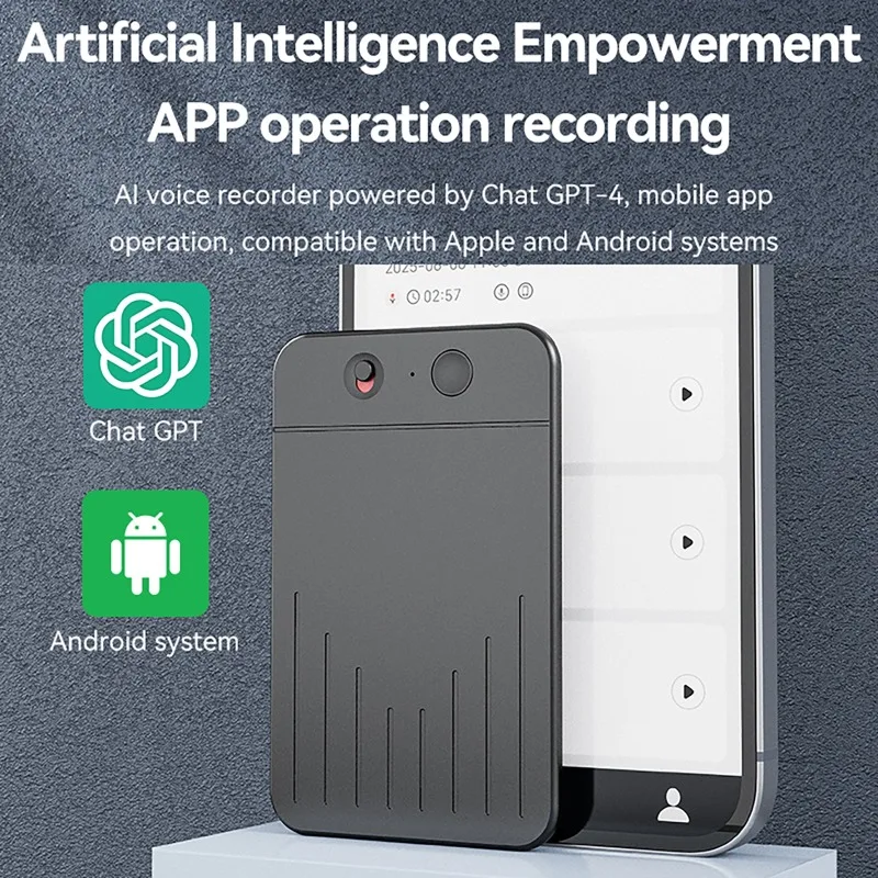 AI بالطاقة ChatGPT-4 App مكالمة هاتفية مسجل صوت رقمي 8GB-128GB ترجمة Summarize لغة الصوت جهاز الصوت الإملاء
