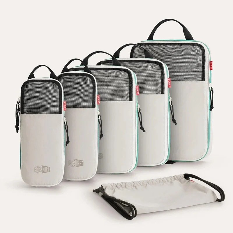 BAGSMART Compressieverpakkingsblokjes Uitbreidbare reisset Opbergtas 6-delige reisorganisator Bagagedraagkoffer