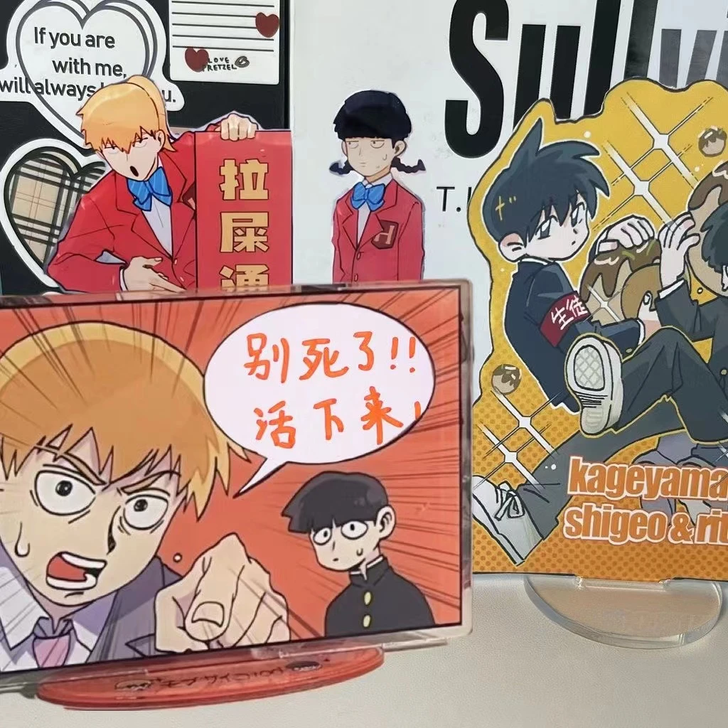 Anime Mobu Saiko Hyaku Mob Psycho 100 Reigen Arataka Kageyama Shigeo Cosplay Acrylic Erasable Message Board Standing Sign Gift