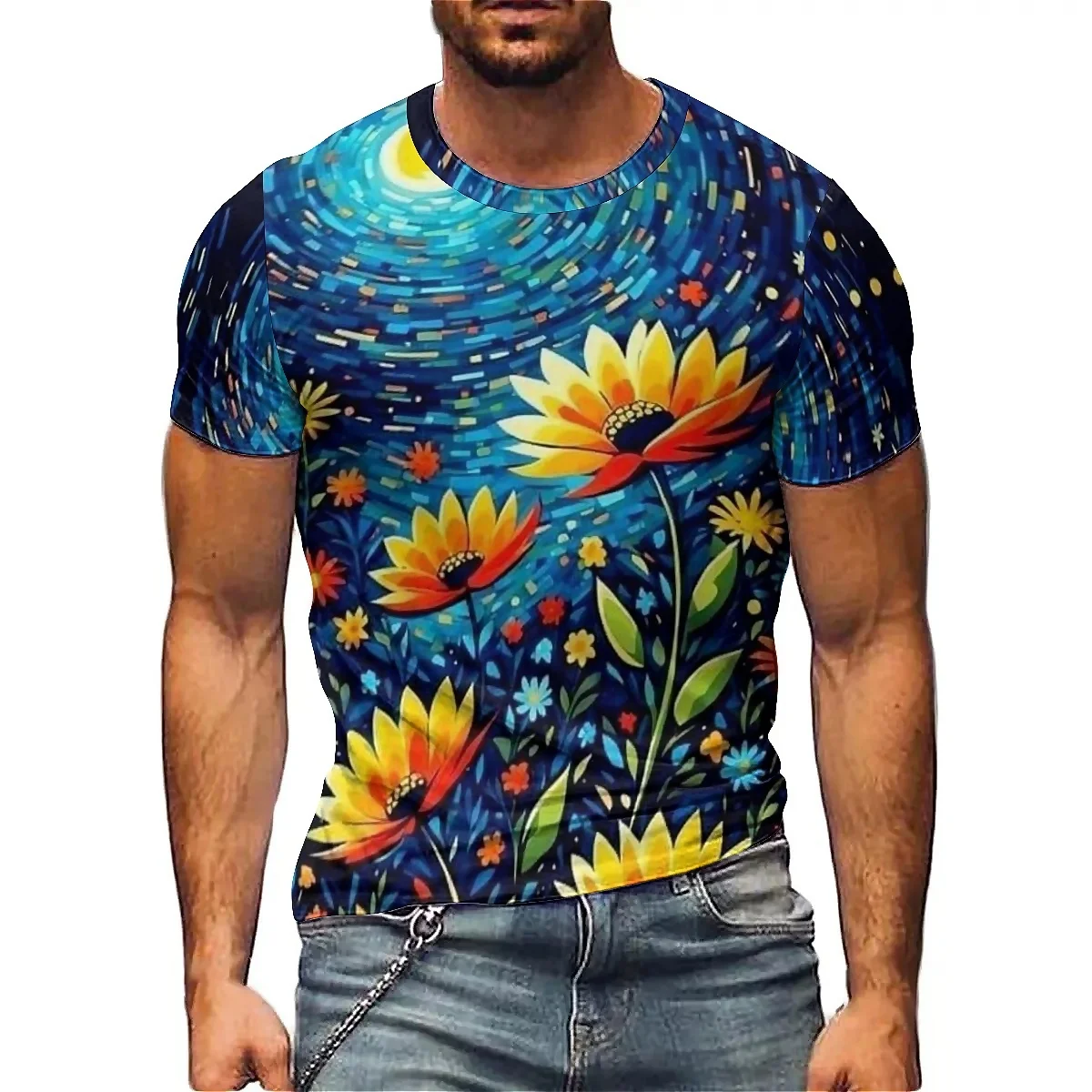 

Street Art Men's 3D Printed Short Sleeve T-shirt with Loose Fit, Breathable and Comfortable Fabric, Retro Y2K Elements, Essenti