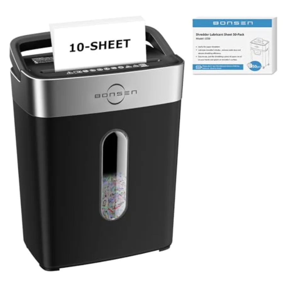

10-Sheet Cross Cut Paper Shredder and 50 Pack Lubricant Sheets