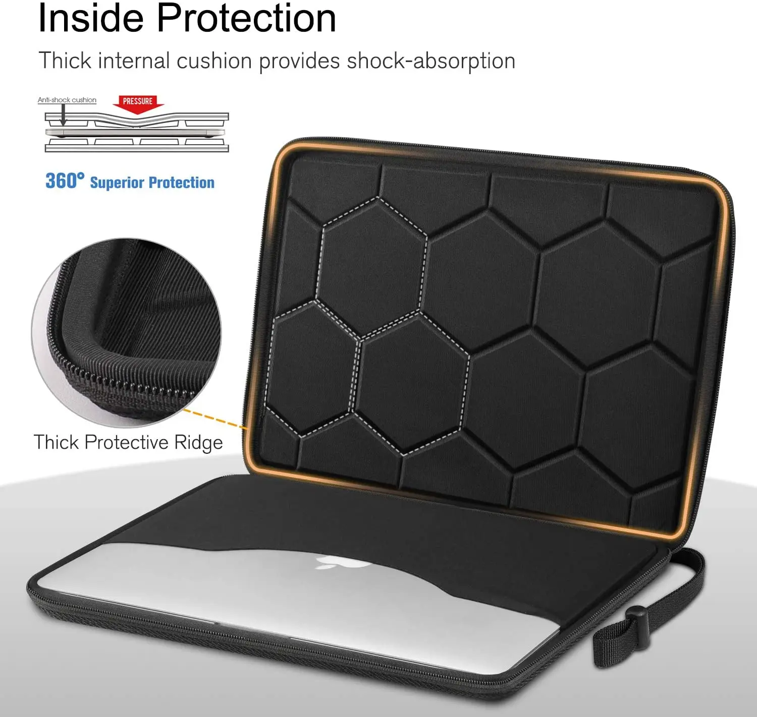 13 14 15.6 بوصة حقيبة كمبيوتر محمول مقاومة للصدمات حقيبة كمبيوتر مقاومة للماء إيفا حقيبة حمل واقية سوداء مع الأشرطة