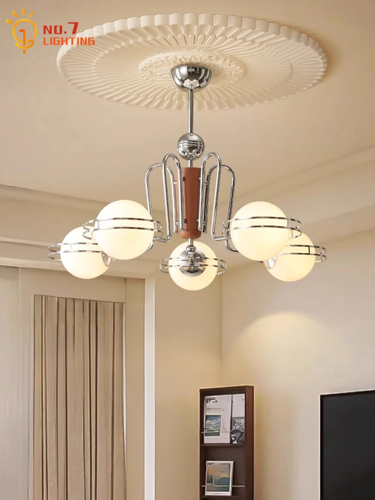Bauhaus Magic Bean Chandelier LED E27 French Retro Medieval Iron Art Glass Feather Hanging Lamp Living/dining Room Bedroom Cafe
