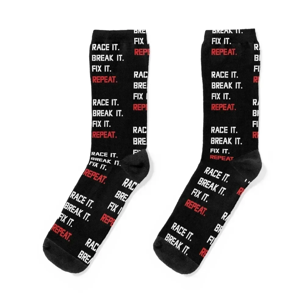 Race It Break It Fix It Repeat RC Car Racing Build Drive Crash Repair Funny Car Lovers Socks custom hiking Men's Socks Women's