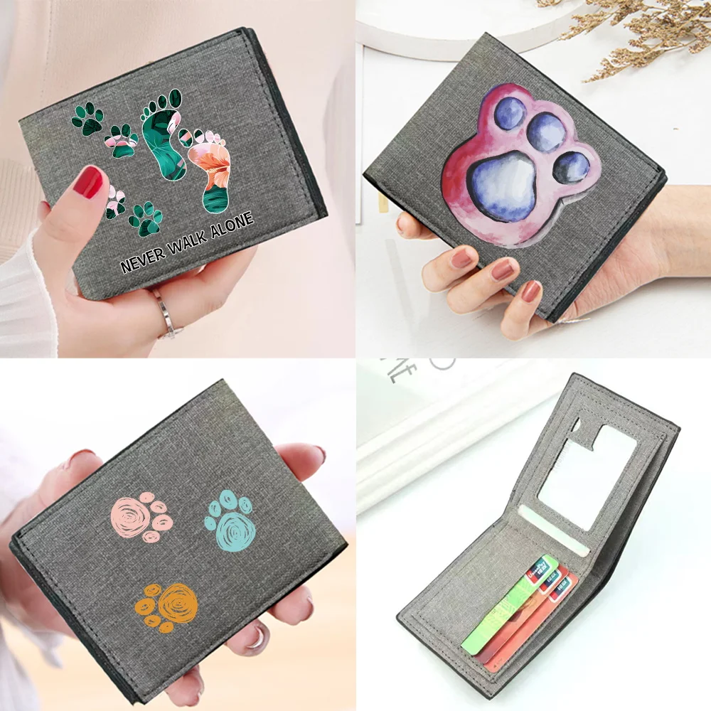 New Pocketbook High-quality Footprints Printing Series New Simple Foldable High-quality Short Wallets Fashion Change Storage Bag
