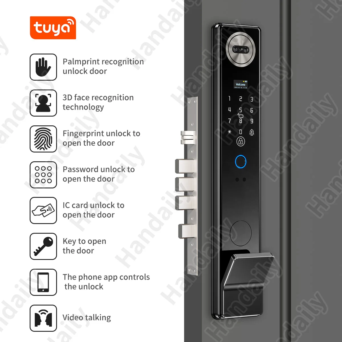 Handaily Multi-Language Palm Vein Face Recognition Wifi Door Lock Lock