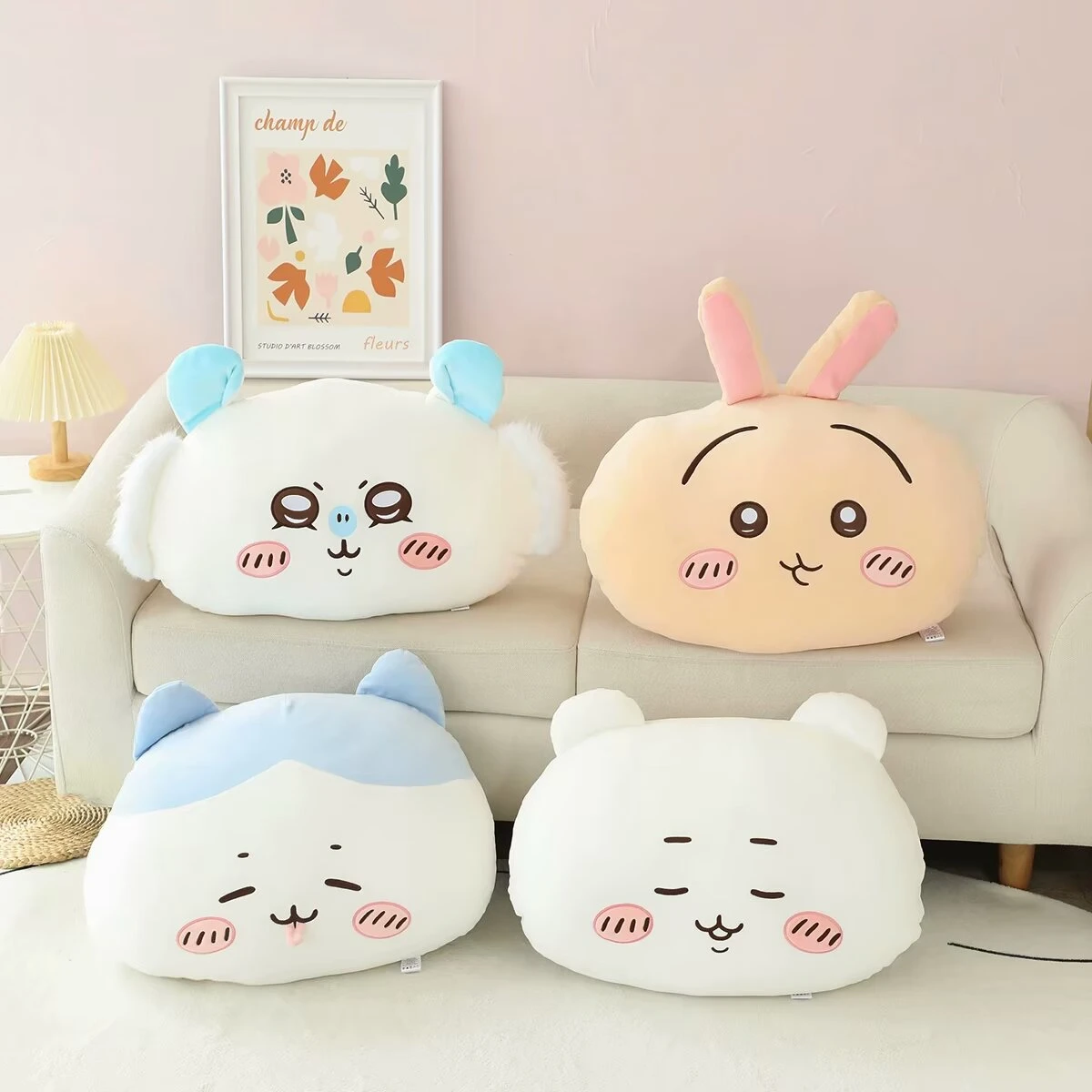 Japanese Anime Chiikawa Plush Cushion Chiikawa Throw Pillow Stuffed Hachiware Usagi Momoga Cuddly Plushies Sofa Bed Home Decor