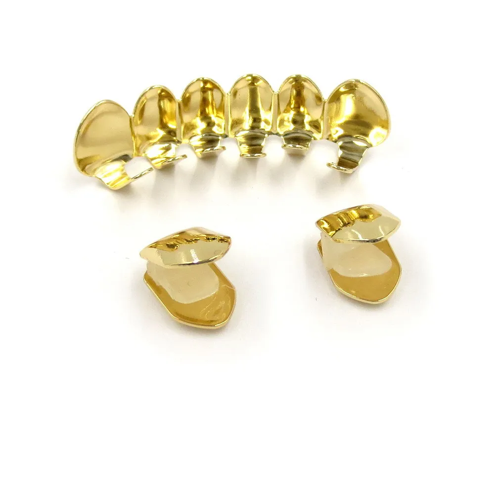 Gold Plated HipHop Tooth Grillz Cap Top Bottom Dental Grill Teeth Caps Halloween Cosplay