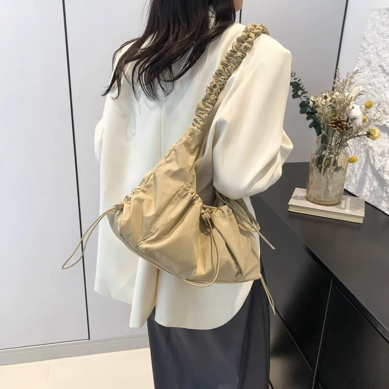 LEFTSIDE Small Soft Nylon Shoulder Bags for Women 2024 Y2K Korean Fashion Female Handbags and Purses Lady Crossbody Bag