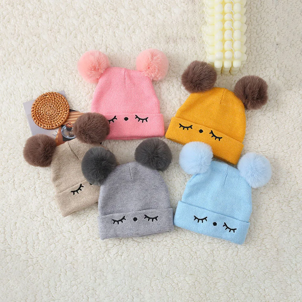 Children's Cap Baby Hat Toddler Knitted Crochet Beanie Caps Boys Girls Cute Winter Warm Hats For Kids 0-3 Years