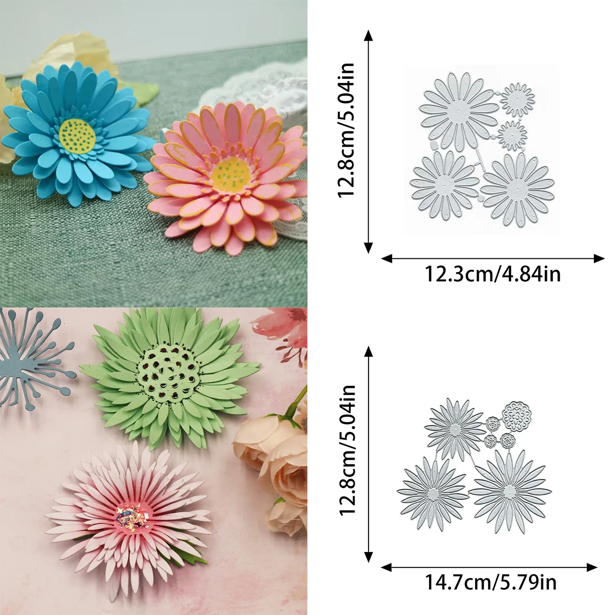 DIY Flower Greeting Card Metal Cutting Dies Scrapbook Embossing Papercutting Manual Punch Stencil Album Knife Mold