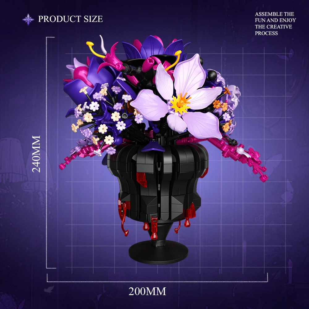 947 قطعة باقة زهور رومانسية اللبنات الحفاظ على الزهور زهرية نموذج الطوب سطح المكتب الديكور الاطفال لتقوم بها بنفسك اللعب هدية عيد #6