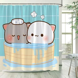 Peach Mochi Cat Shower Shower Curtain for Bathroom Opaque Curtains Accessories Bath Bedrooms Waterproof the Home Fabric Shade