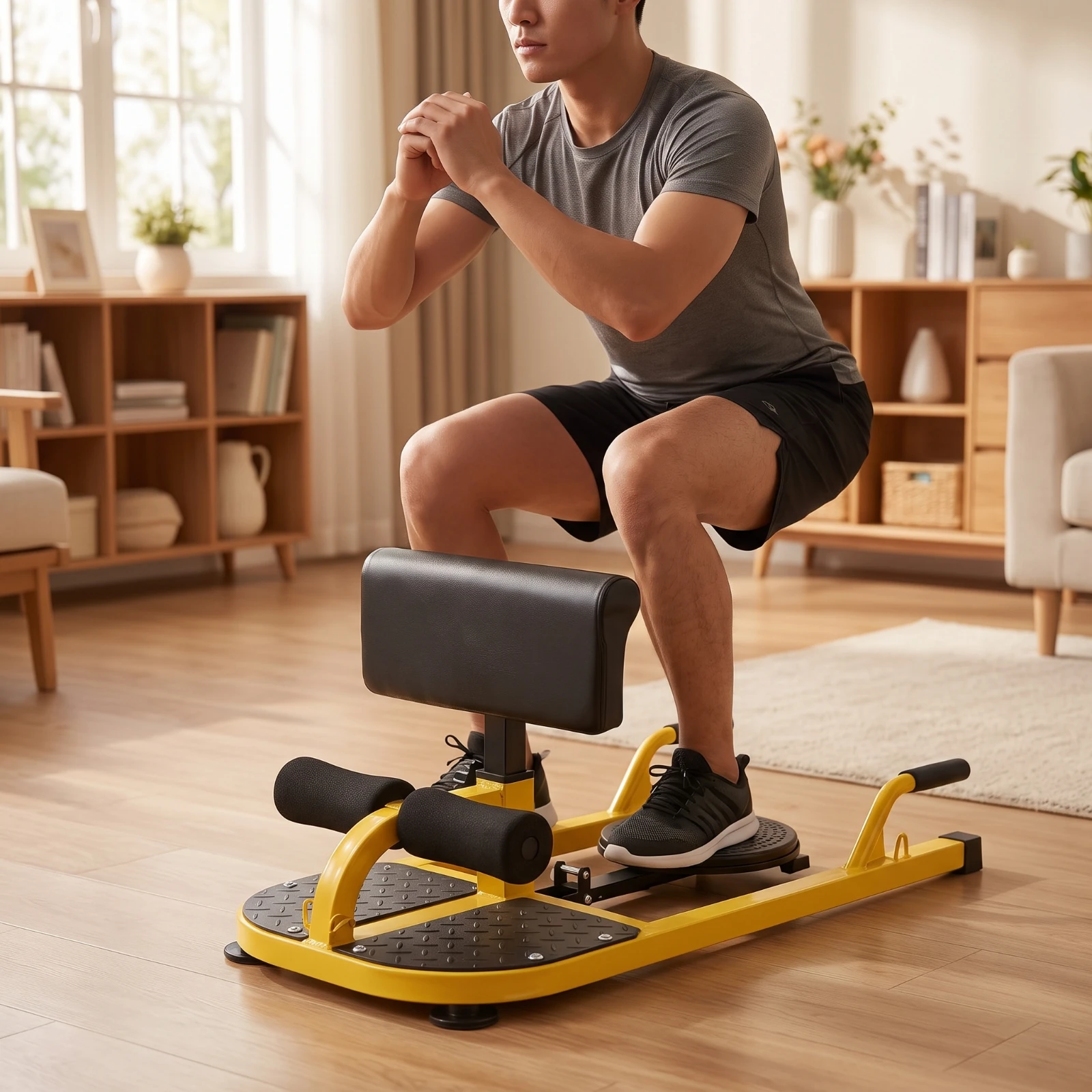 Deep Squat Machine with Twist Plate Ergonomic Sissy Squat Machine with Handles Fitness Equipment Comfortable Anti-Skid