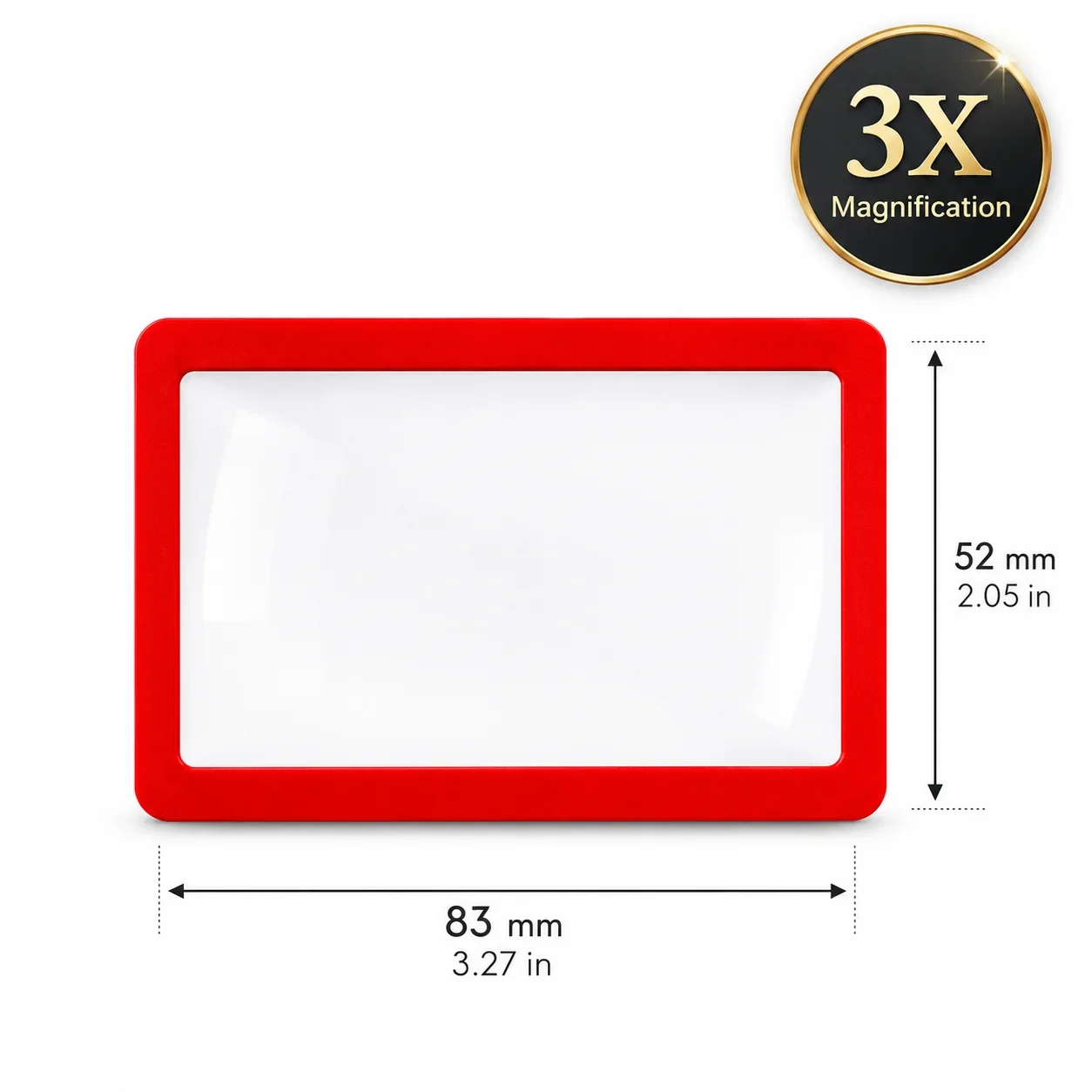 3X Portable Magnifying Glass Slim Clear Pocket Reading Magnifier for Small Print Books Maps Labels Receipts Elderly Vision Aid