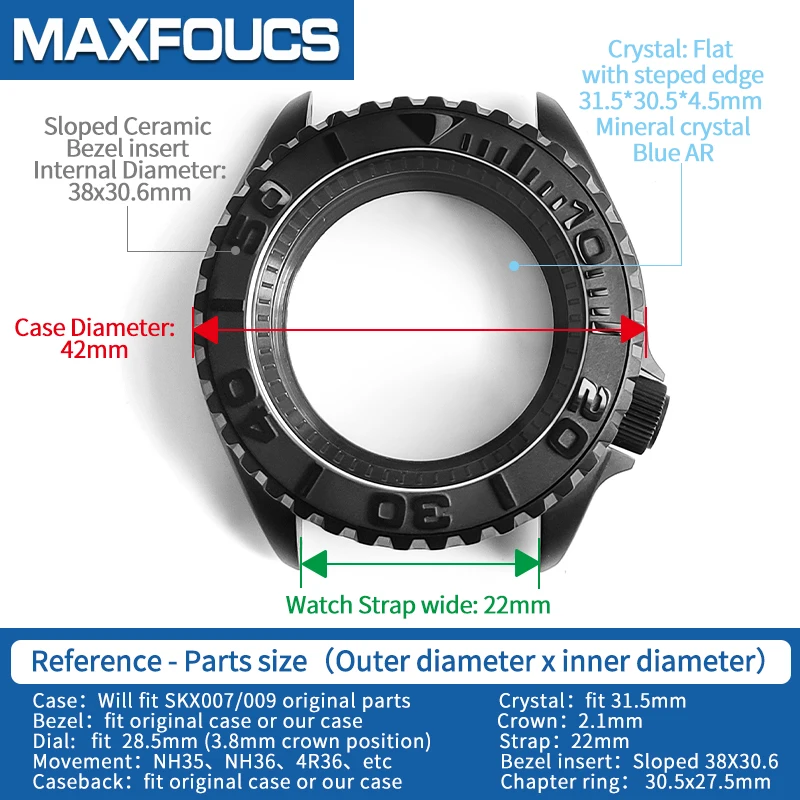 Imagem -03 - Stainless Steel Ver Case Grupo Movimento Mod Ver Part Custom Crown Posição Brilhante Fosco Skx007 009 Srpd Nh35 36 4r36