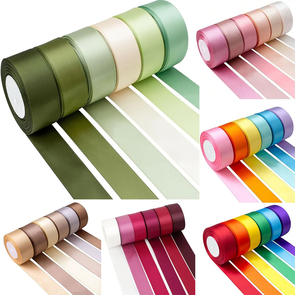 6 rolos 150 jardas sortidas cor sólida fita de seda cetim para convite de casamento buquês festa de aniversário diy embalagem de presente