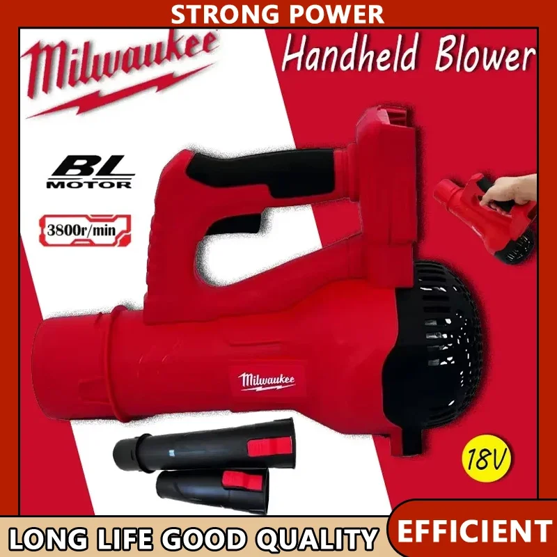 

Milwaukee Беспроводная бесщеточная ручная воздуходувка 38000 об/мин Турбо струйный вентилятор для листьев Электроинструмент Совместимый аккумулятор 18 В Домашний сад