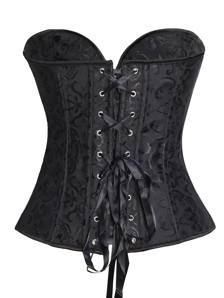 Women Zip Up Corset Off Shoulder Sleeveless Bustier Overbust Corset Body Shaper Lingerie Tops