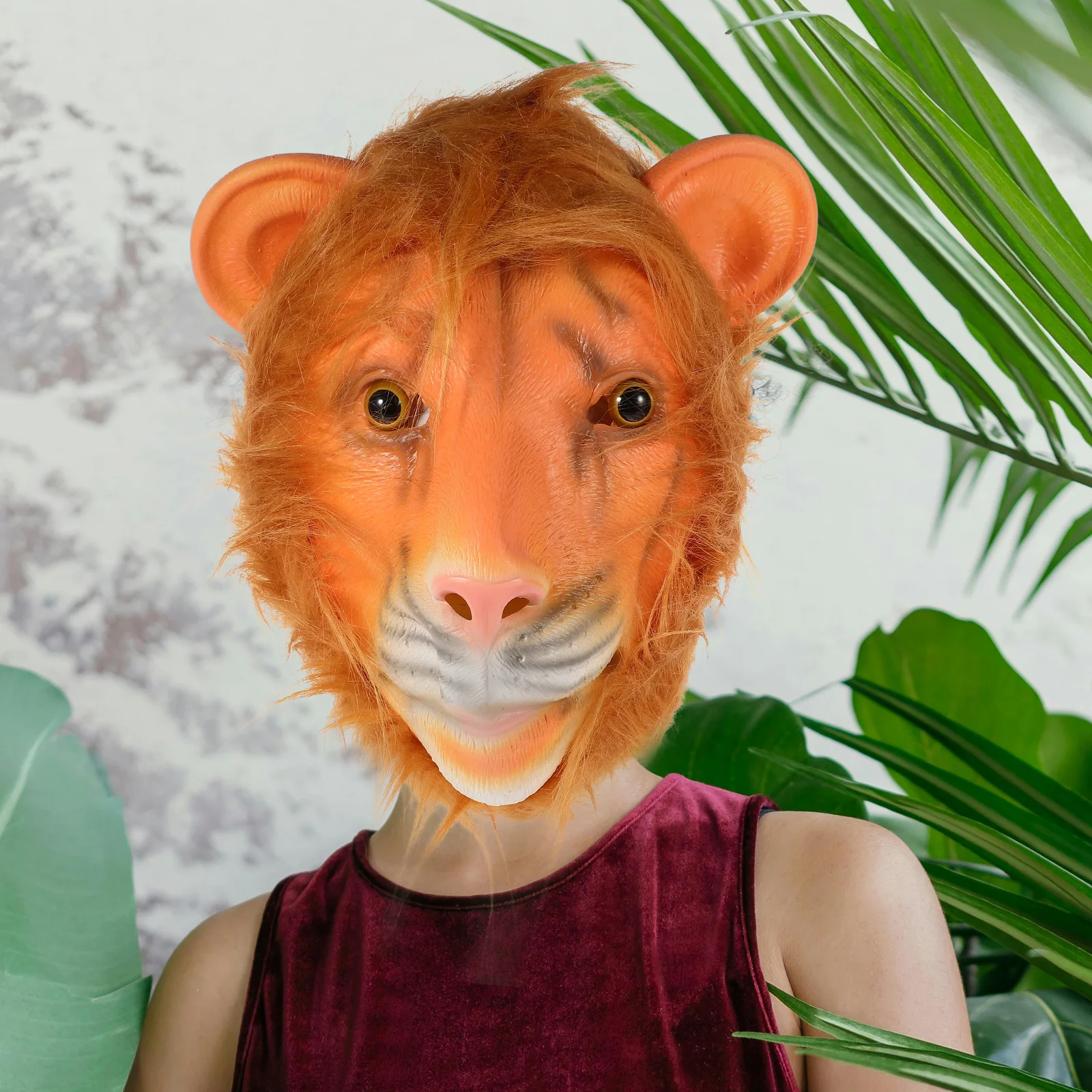 เต็มหัวสัตว์สวมหน้ากากสิงโตการ์ตูนเครื่องแต่งกายที่มีคุณภาพฮาโลวีนอุปกรณ์ประกอบฉาก