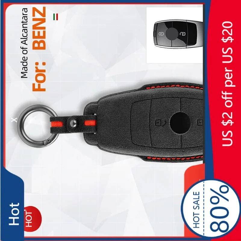 

For MERCEDES-BENZ For Sticker Alcantara Car Key Case Cover For Mercedes Benz A C E S G CLS GLC SL Class W176 W177 W205 W206 W212