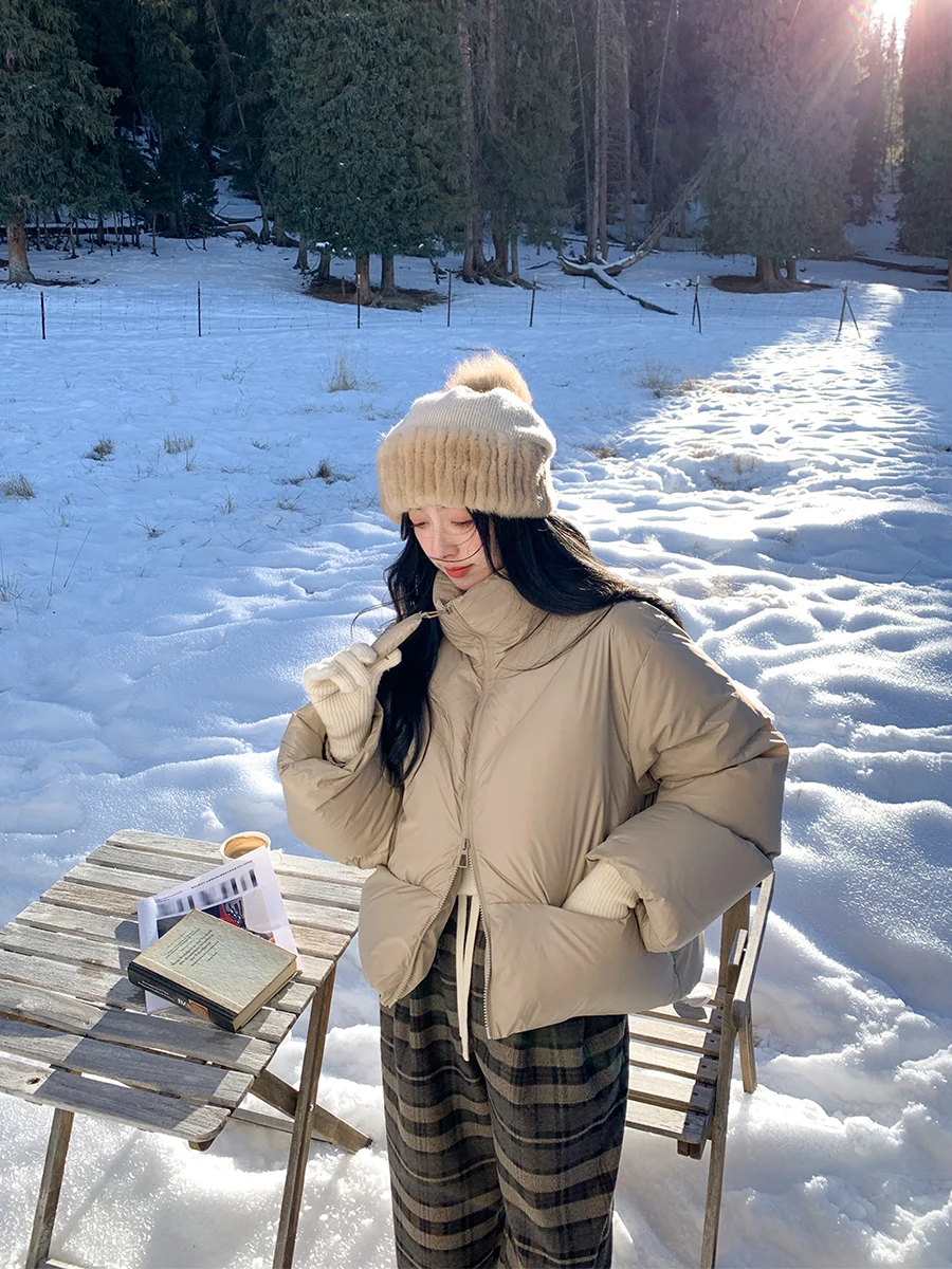 

Aboutpoem Women's ort down Jaet 90 White Du down Stand Collar Clean Comfortable Fiber Winter Outerwear Commute Sle